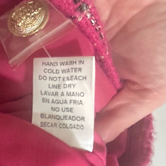 Entro Fuchsia Plaid Mini Dress with Gold Buttons - Picture 5 of 5